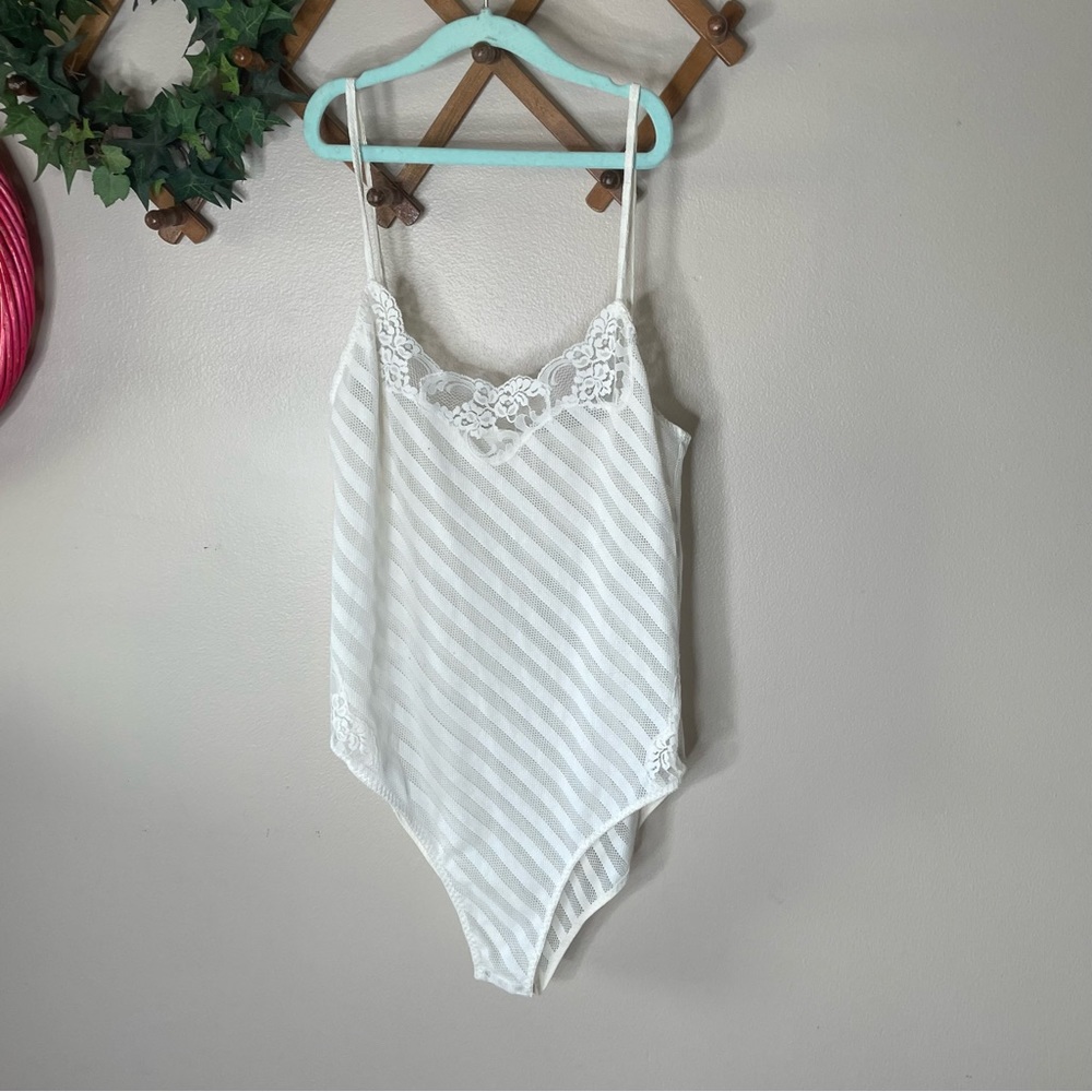 Vintage Lilly of France semi sheer white bodysuit